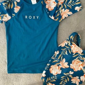 Roxy one piece and matching rash guard